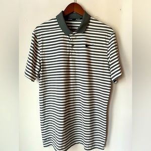 Nike Golf Dri Fit Gray w/White Stripe Short Sleeve, Size M